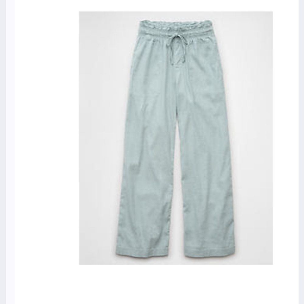 American Eagle Outfitters Dreamy Drape Linen-Blend Wide Leg Pants Coastal - Picture 5 of 7